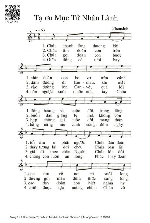 Sheet PDF of Tạ ơn Mục Tử Nhân Lành