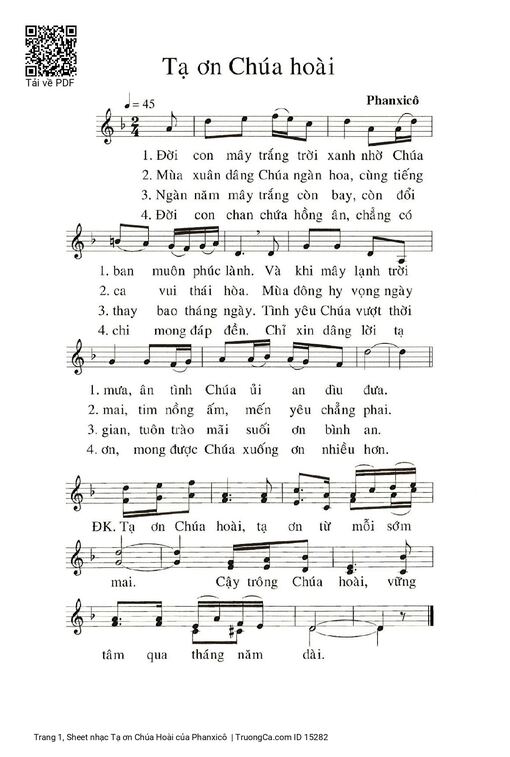 Sheet PDF of Tạ ơn Chúa Hoài