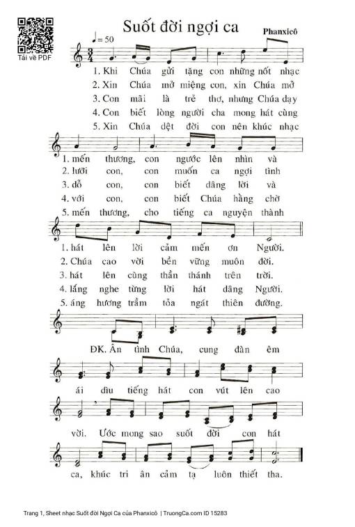 Sheet PDF of Suốt đời Ngợi Ca