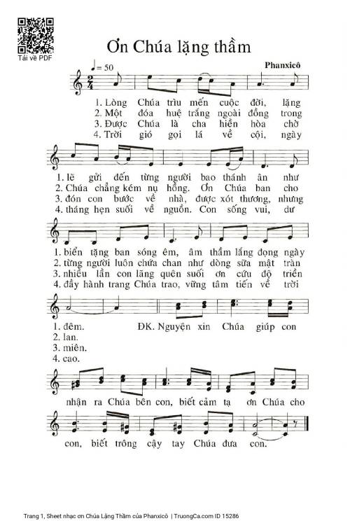 Sheet PDF of ơn Chúa Lặng Thầm