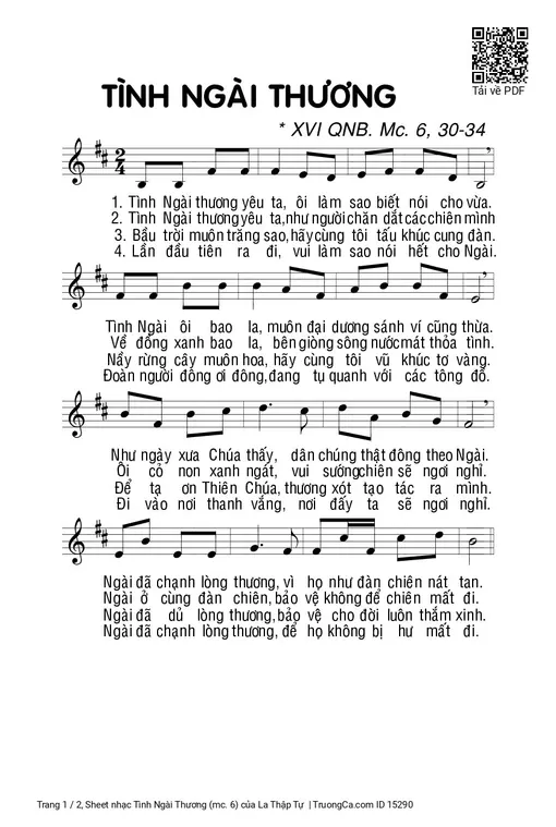 Sheet PDF of Tình Ngài Thương (mc. 6)