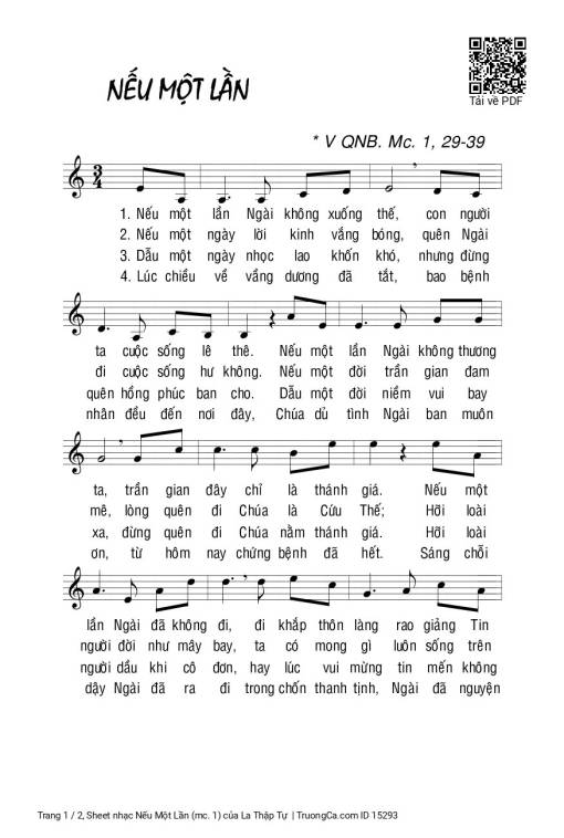 Sheet PDF of Nếu Một Lần (mc. 1)