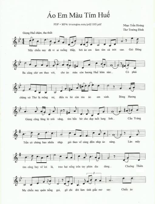 Sheet PDF of Áo em màu tím Huế