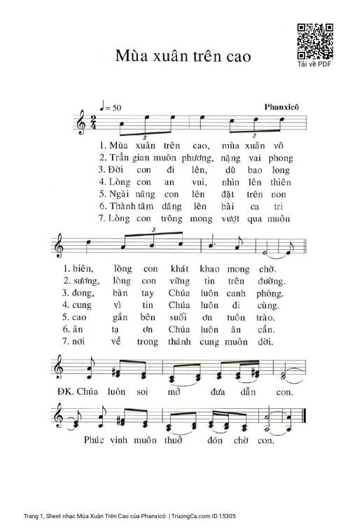 Sheet PDF of Mùa Xuân Trên Cao