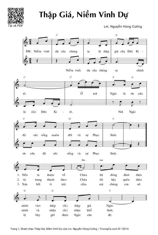 Sheet PDF of Thập Giá, Niềm Vinh Dự