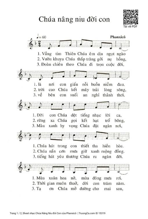 Sheet PDF of Chúa Nâng Niu đời Con