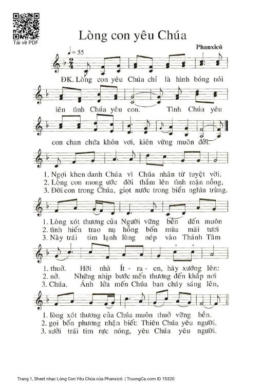Sheet PDF of Lòng Con Yêu Chúa