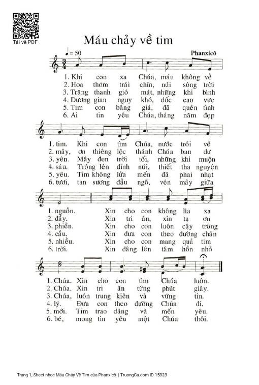 Sheet PDF of Máu Chảy Về Tim