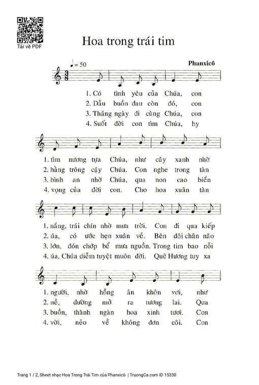 Sheet PDF of Hoa Trong Trái Tim