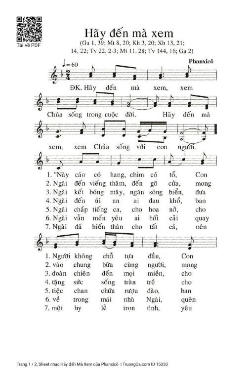 Sheet PDF of Hãy đến Mà Xem
