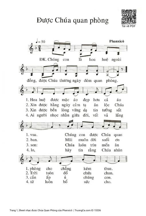 Sheet PDF of được Chúa Quan Phòng