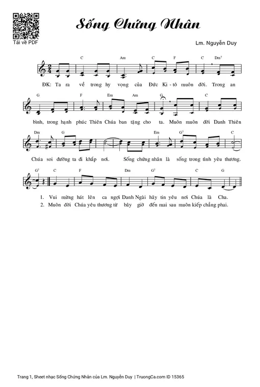 Sheet PDF of Sống Chứng Nhân