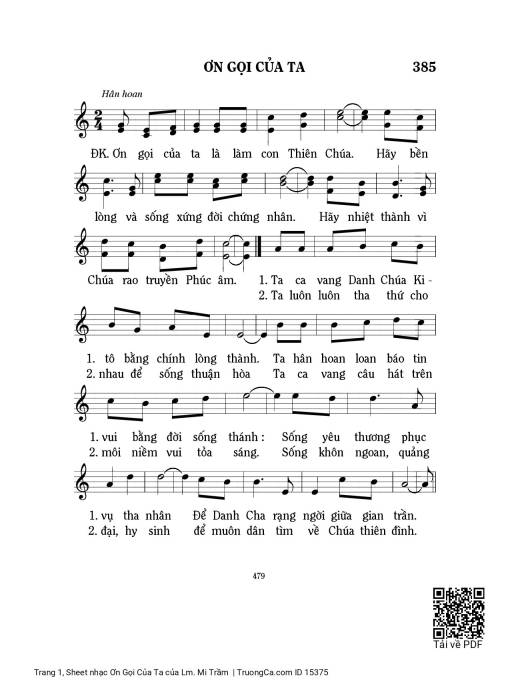Sheet PDF of Ơn Gọi Của Ta