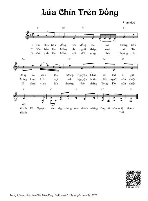 Sheet PDF of Lúa Chín Trên đồng