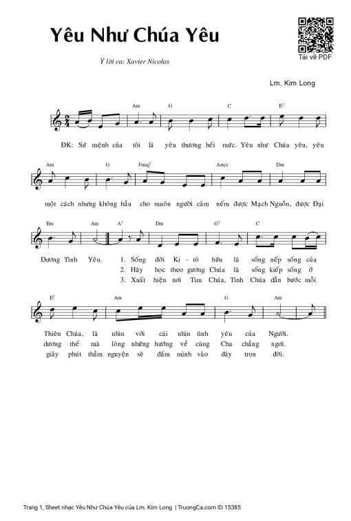 Sheet PDF of Yêu Như Chúa Yêu