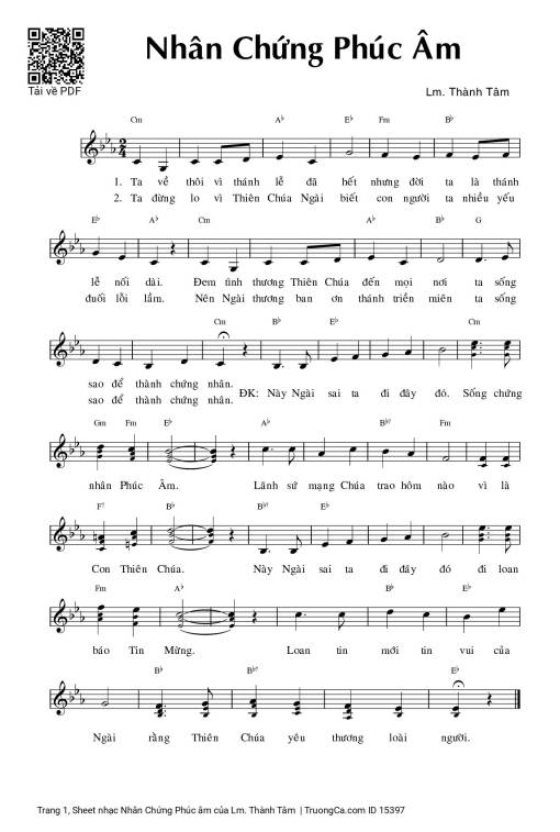 Sheet PDF of Nhân Chứng Phúc âm