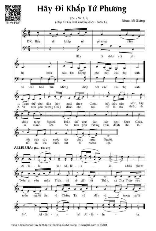 Sheet PDF of Hãy đi Khắp Tứ Phương