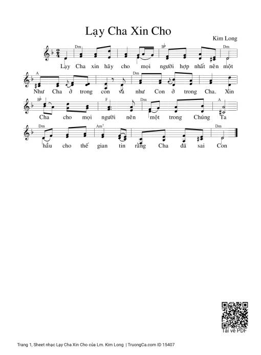 Sheet PDF of Lạy Cha Xin Cho