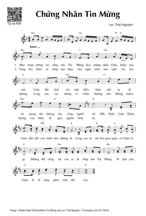 Sheet PDF of Chứng Nhân Tin Mừng