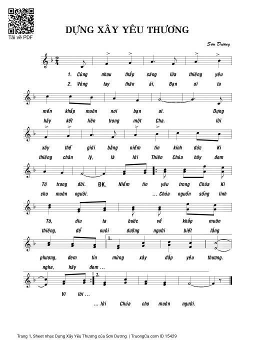 Sheet PDF of Dựng Xây Yêu Thương