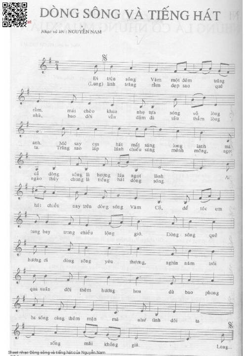 Sheet PDF of Dòng sông và tiếng hát
