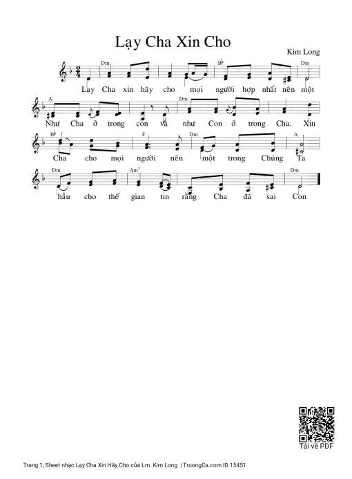 Sheet PDF of Lạy Cha Xin Hãy Cho