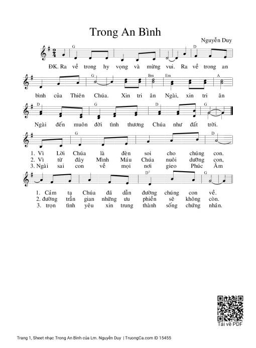 Sheet PDF of Trong An Bình - Lm. Nguyễn Duy