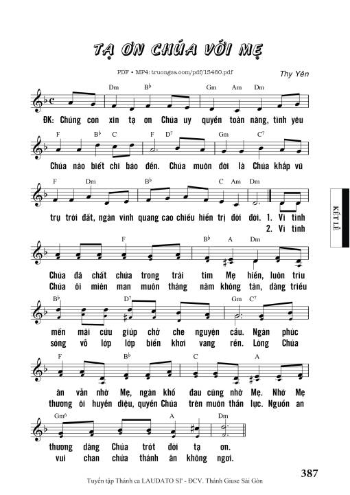 Sheet PDF of Tạ Ơn Chúa Uy quyền toàn năng