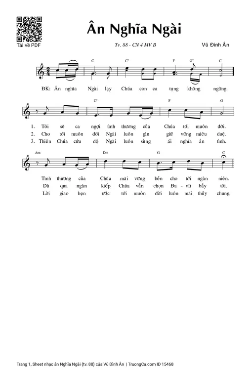 Sheet PDF of ân Nghĩa Ngài (tv. 88)