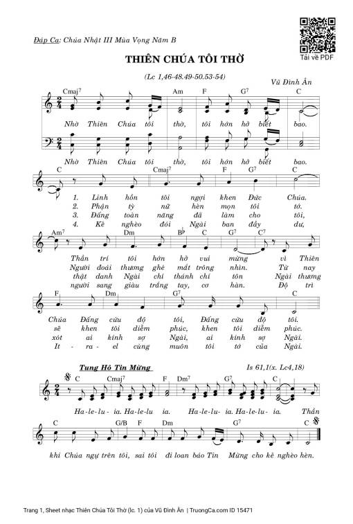 Sheet PDF of Thiên Chúa Tôi Thờ (lc. 1)