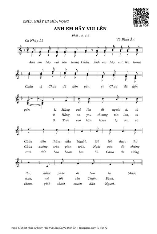 Sheet PDF of Anh Em Hãy Vui Lên