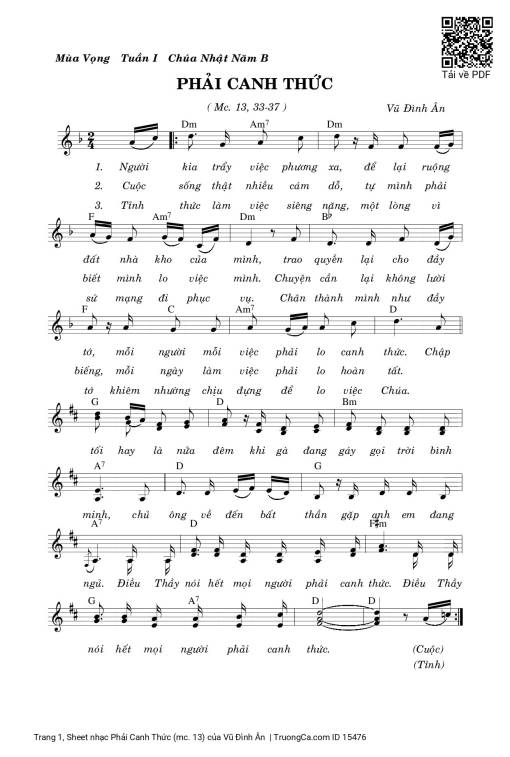 Sheet PDF of Phải Canh Thức (mc. 13)