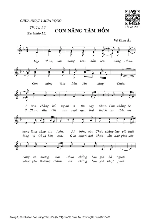 Sheet PDF of Con Nâng Tâm Hồn (tv. 24)
