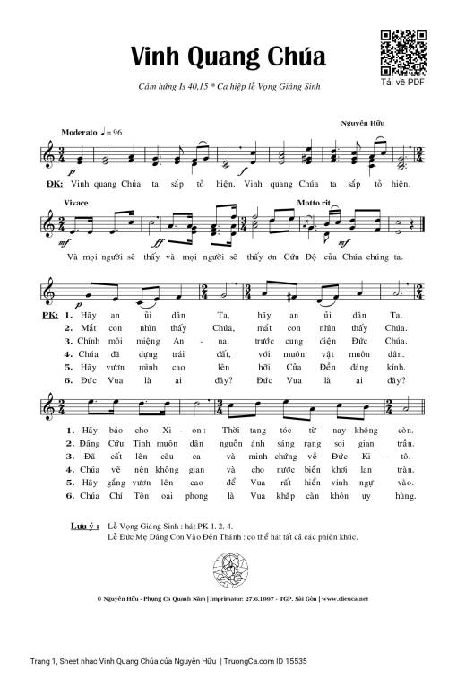 Vinh Quang Chúa - Nguyên Hữu