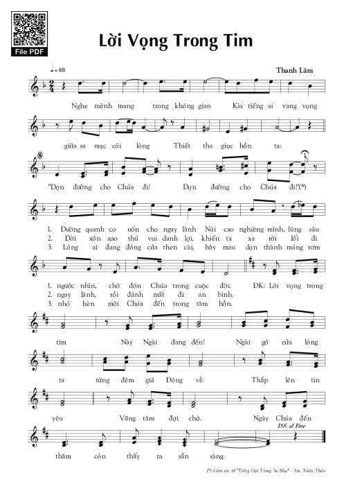 Sheet PDF of Lời Vọng Trong Tim