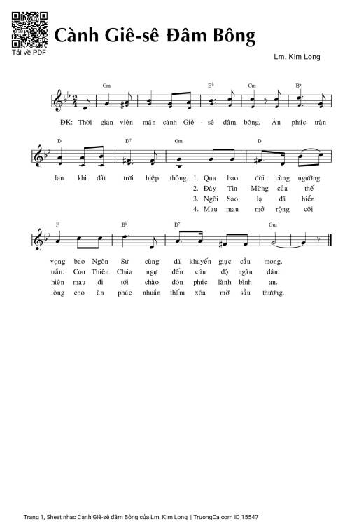 Sheet PDF of Cành Giê-sê đâm Bông