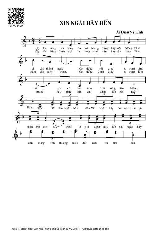 Sheet PDF of Xin Ngài Hãy đến