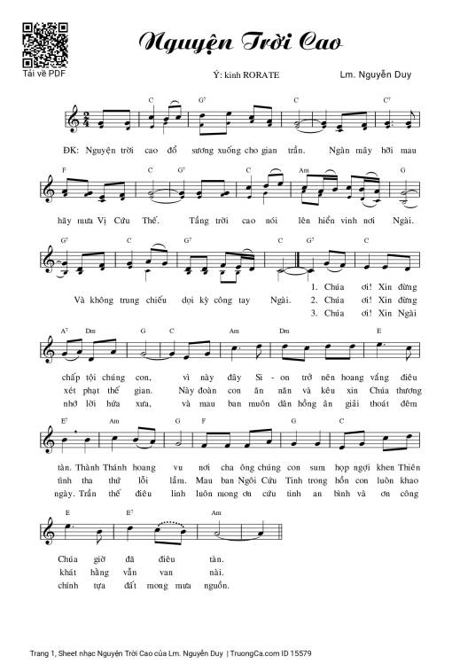 Sheet PDF of Nguyện Trời Cao