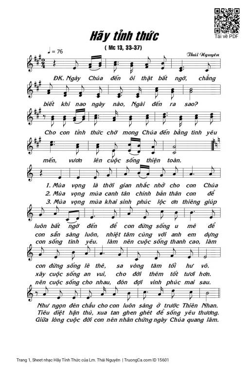 Sheet PDF of Hãy Tỉnh Thức