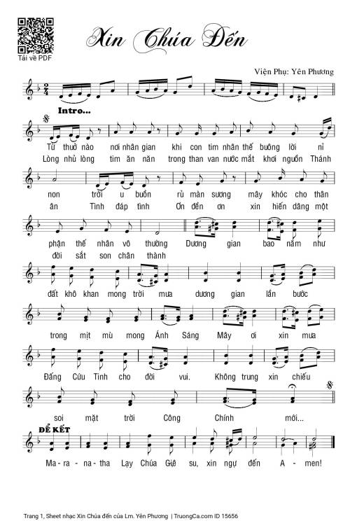 Sheet PDF of Xin Chúa đến