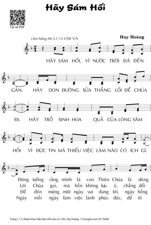 Sheet PDF of Hãy Sám Hối