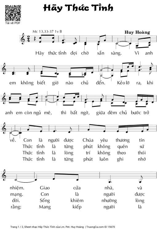Sheet PDF of Hãy Thức Tỉnh