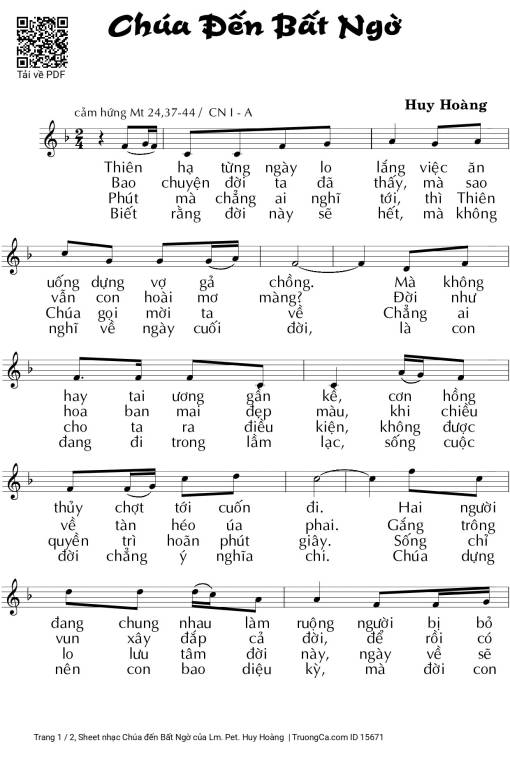 Sheet PDF of Chúa đến Bất Ngờ