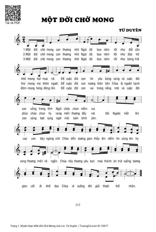 Sheet PDF of Một đời Chờ Mong