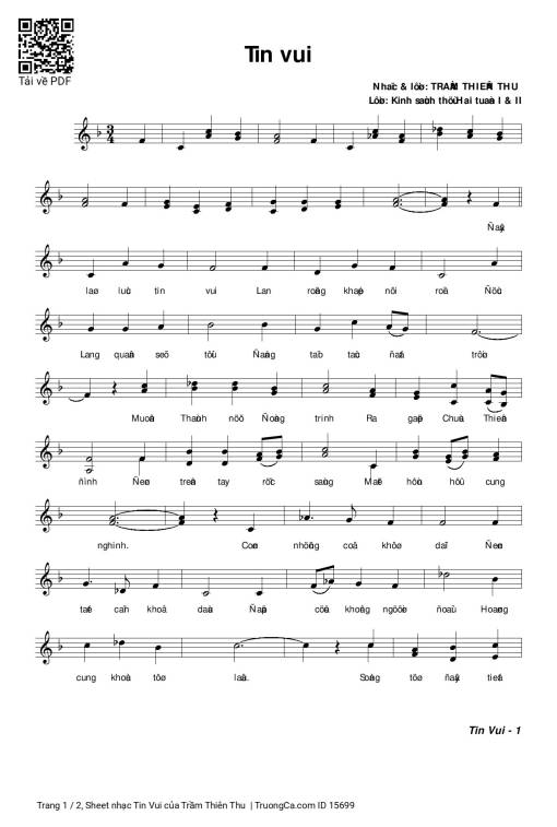 Sheet PDF of Tin Vui - Trầm Thiên Thu