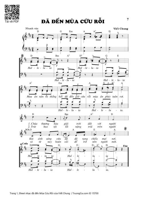 Sheet PDF of đã đến Mùa Cứu Rỗi