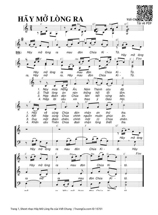 Sheet PDF of Hãy Mở Lòng Ra
