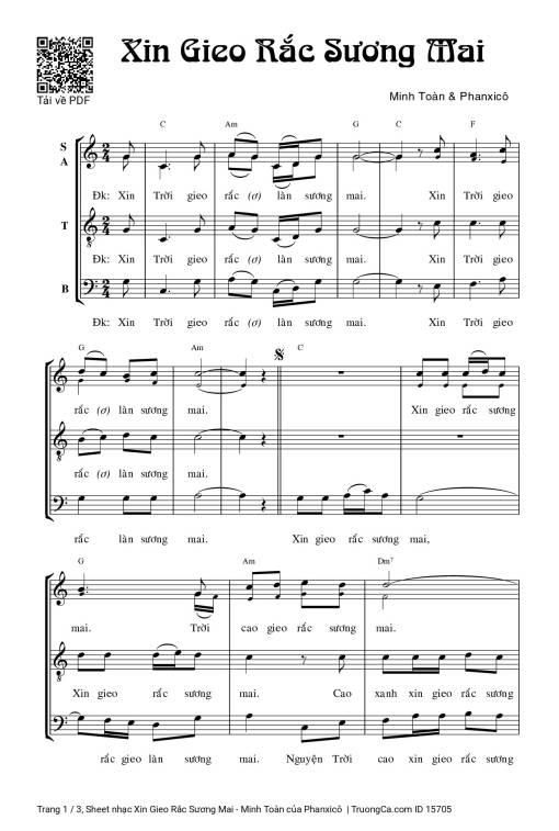 Sheet PDF of Xin Gieo Rắc Sương Mai - Minh Toàn