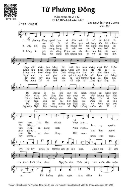 Sheet PDF of Từ Phương đông (mt. 2)