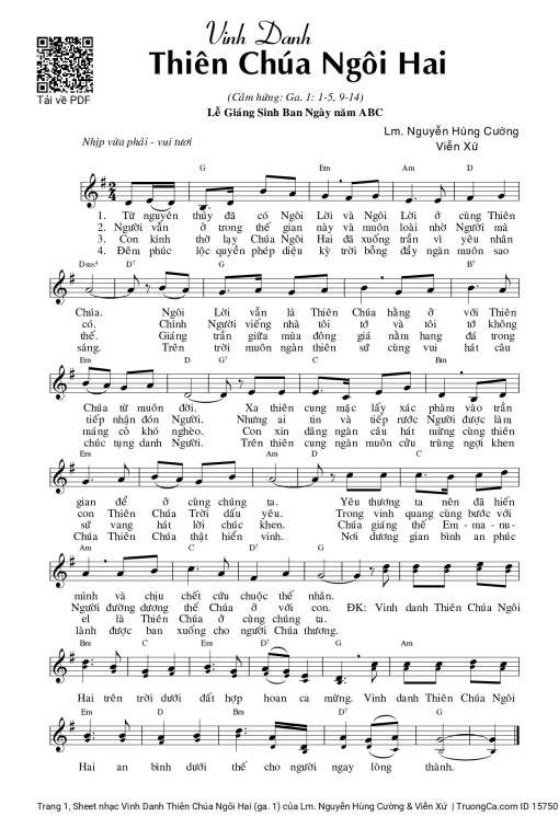 Sheet PDF of Vinh Danh Thiên Chúa Ngôi Hai (ga. 1)